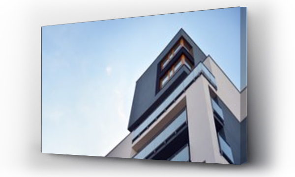 Wizualizacja Obrazu : #292428333 Modern apartment buildings on a sunny day with a blue sky. Facade of a modern apartment building