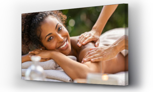 Wizualizacja Obrazu : #292850725 Black woman relaxing during spa massage