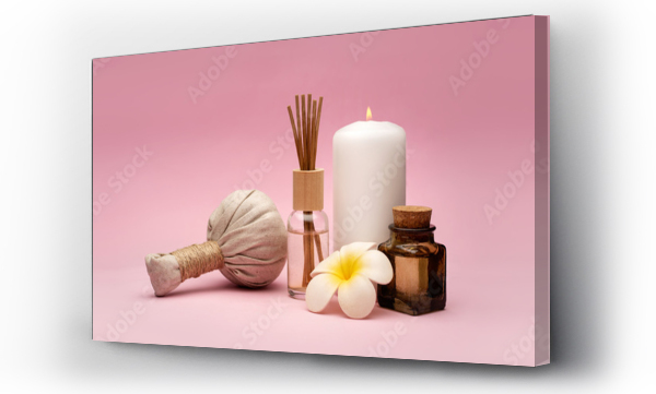 Wizualizacja Obrazu : #297061959 Beautiful and concise spa composition on pink background.
