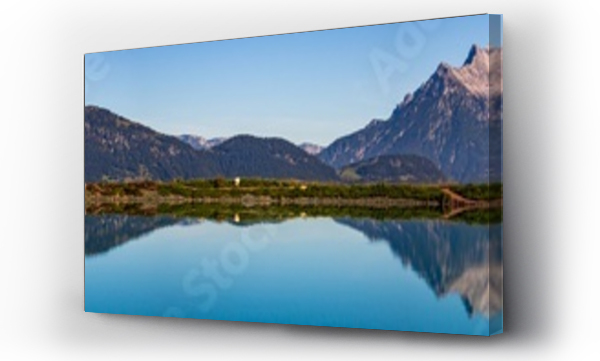 Wizualizacja Obrazu : #297351717 High resolution stitched panorama of a beautiful alpine view with reflections in a lake at Fieberbrunn, Tyrol, Austria