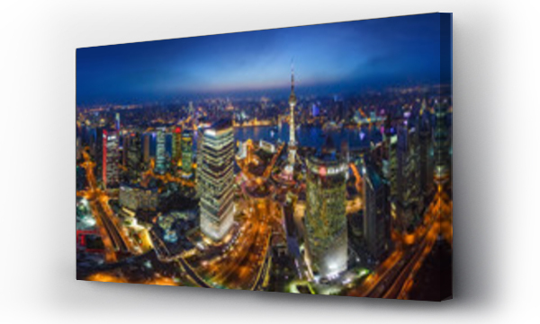 Wizualizacja Obrazu : #298153588 Widok z lotu ptaka na miasto Szanghaj w nocy, Chiny
