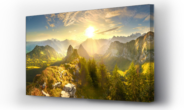 góry, grzebienie, Krajobrazy, Panorama, sunrise, widok