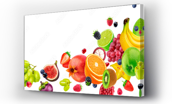 Wizualizacja Obrazu : #298461613 Latające owoce i jagody odizolowane na białym tle