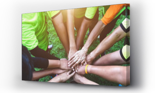 Wizualizacja Obrazu : #298604606 Teamwork Join Hands Support Together Concept. Sports People Joining Hands
