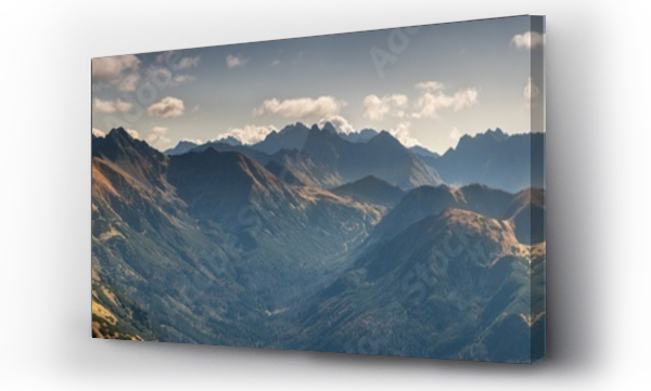 Wizualizacja Obrazu : #299347129 Beautiful autumn panorama landscape with a view of the Tatra Mountains