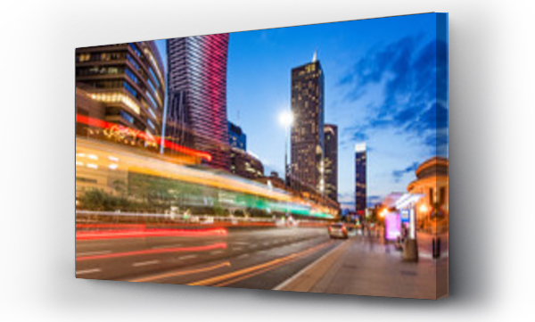 chmury, miasto, światła, Warszawa, warszawa nocą, widok, wieżowce