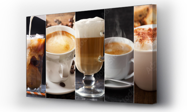 kawa kolaż z różnych rodzajów napojów kawowych