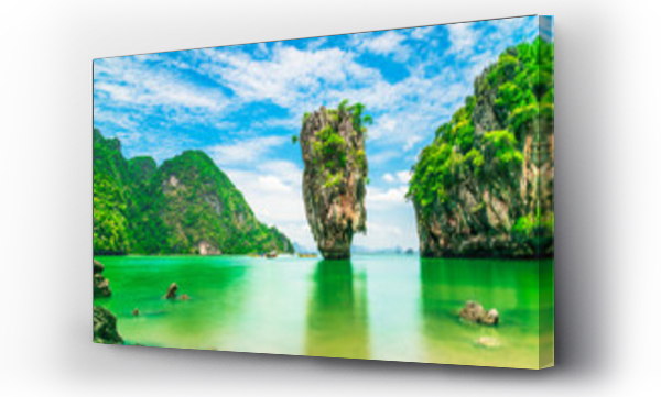Wizualizacja Obrazu : #306808494 Stunning amazed nature scenic landscape James Bond island Phang-Nga bay, Famous fantastic landmark travel Phuket Thailand Tourism beautiful destination popular place Asia, Summer holiday vacation trip
