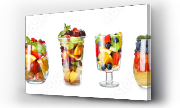 Wizualizacja Obrazu : #311791232 Set of tasty fruit salads on white background