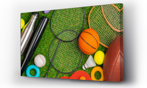 Wizualizacja Obrazu : #312494721 Composition of various sport equipment for fitness and games