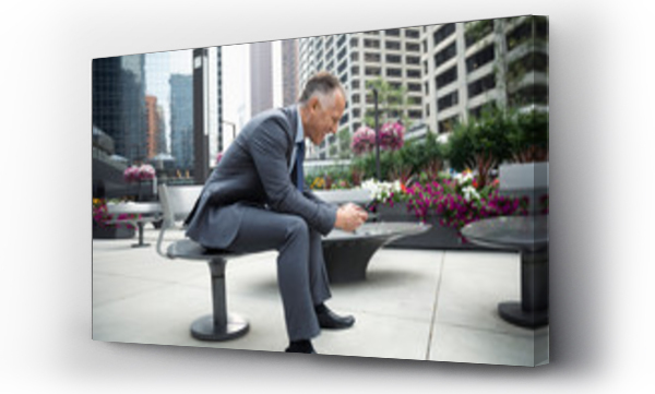 Wizualizacja Obrazu : #316170594 Dojrzały biznesmen używający smartfona na placu miejskim