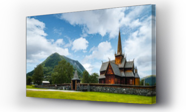 Wizualizacja Obrazu : #317461640 Old wooden Lom stave Church (Lom Stavkyrkje), Fossbergom, Sogn og Fjordane county, Norway. Landscape photography
