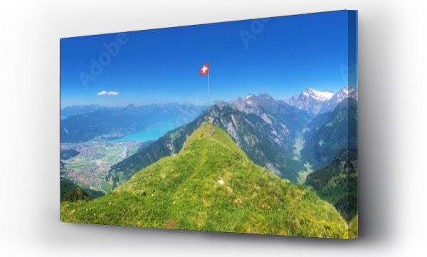 Wizualizacja Obrazu : #322164480 hiking trail panorama at the summit in the swiss alps in summer / spring