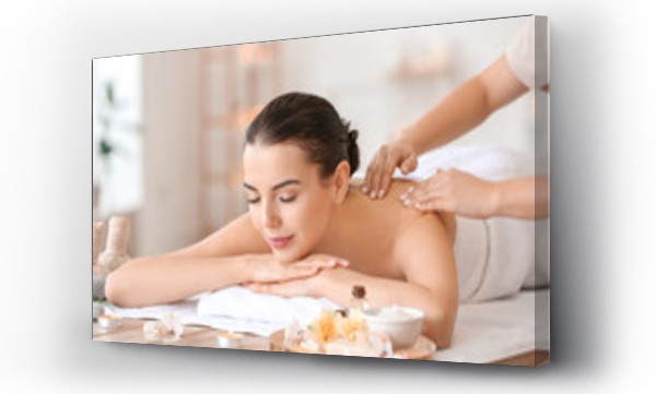 Wizualizacja Obrazu : #328174649 Beautiful young woman receiving massage in spa salon