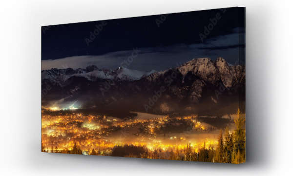 domy, drzewa, góry, miasto, Niebo noc, park noc, zakopane, zakopane  woda, zakopane woda