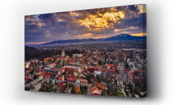 miasto, zachód słońca