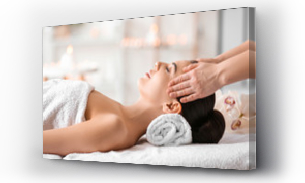 Wizualizacja Obrazu : #338987104 Beautiful young woman receiving massage in spa salon