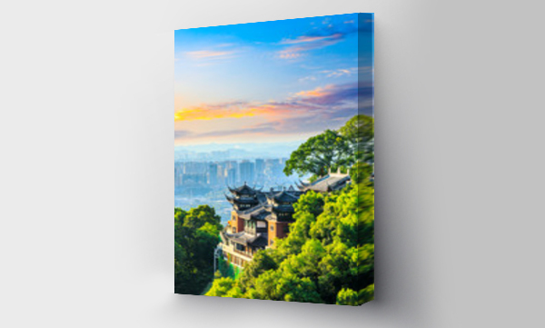 Wizualizacja Obrazu : #343081223 Temple architecture and city skyline in Chongqing,China.