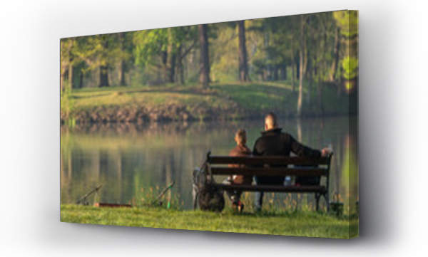 park ławeczka, pejzaż, ryb