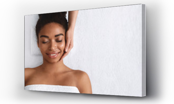 Wizualizacja Obrazu : #353153022 Joyful african girl having face massage at spa
