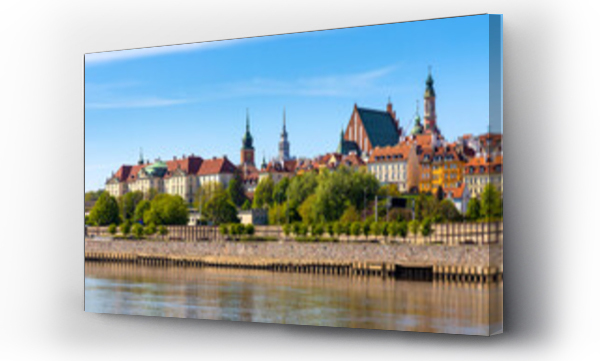 Wizualizacja Obrazu : #353913469 Panoramiczny widok na Warszawę, Polska, centrum miasta i dzielnicę Stare Miasto z wałem Wybrzeża Gdańskiego nad Wisłą