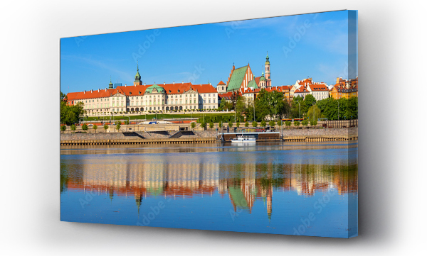 Wizualizacja Obrazu : #356475692 Panoramic view of Stare Miasto Old Town historic quarter with Wybrzerze Gdanskie embankment at Vistula river in Warsaw, Poland