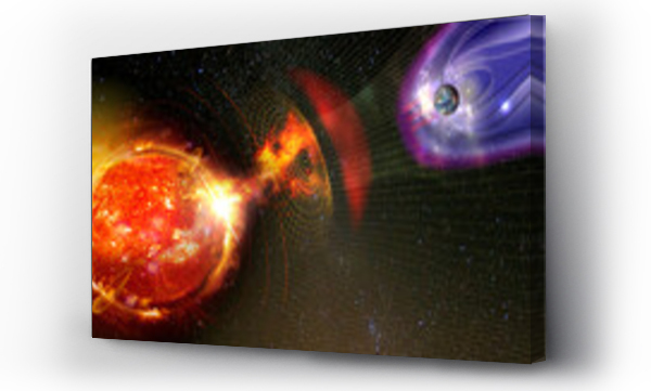 Ziemskie pole magnetyczne na tle wiatru słonecznego Słońca, przepływ cząstek. Element tego obrazu jest dostarczony przez NASA