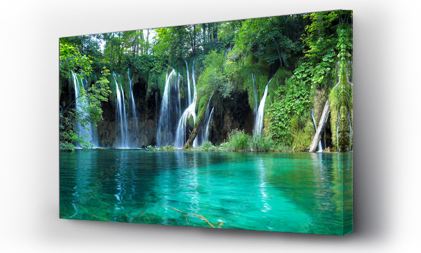Wizualizacja Obrazu : #368859928 Wodospady z czystą wodą w Parku Narodowym Plitwice, Chorwacja