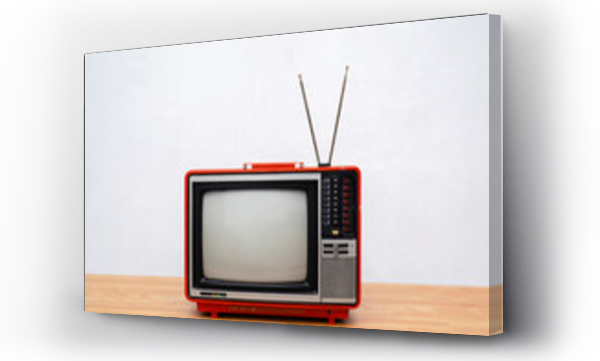 Wizualizacja Obrazu : #376728948 Vintage TV set isolated. Retro television - Old vintage red television, retro technology. Ancient tv concept