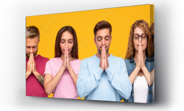 Wizualizacja Obrazu : #383003585 Young people praying with clasped hands