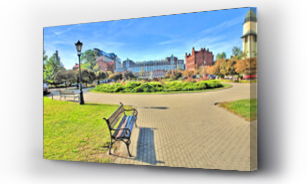 miasto, widok, ławka