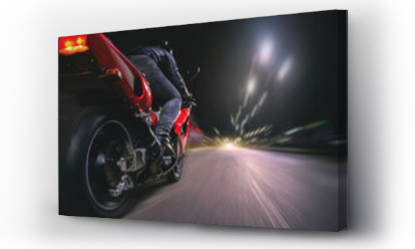 Wizualizacja Obrazu : #386502455 Motorbiker is driving a bike on a night road concept.