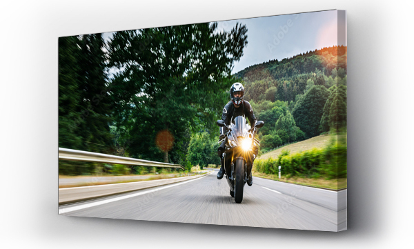 Wizualizacja Obrazu : #387034045 motorbike on the road riding. having fun riding the empty road on a motorcycle tour / journey