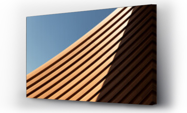 Wizualizacja Obrazu : #387773594 line of wood in detail building and blue sky abstract architecture background