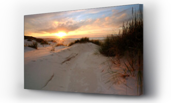morze, plaża, trawa piasek, zachód słońca