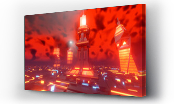Wizualizacja Obrazu : #393440947 3D rendered Illustration visualisation of retro computer game science fiction city