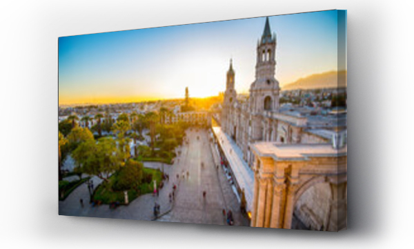 Wizualizacja Obrazu : #403416514 The Basilica Cathedral of Arequipa on sunset