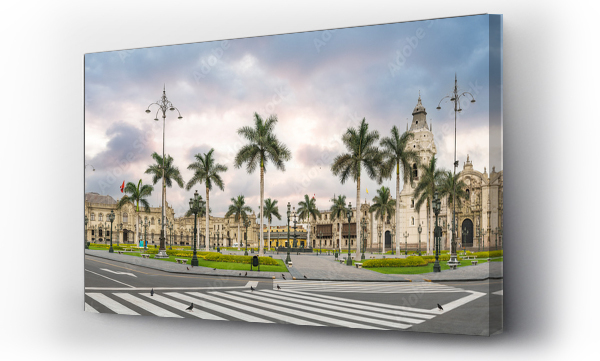 Wizualizacja Obrazu : #409943887 Lima, Peru: główny plac Limy, z pałacem rządowym i kościołem katedralnym.