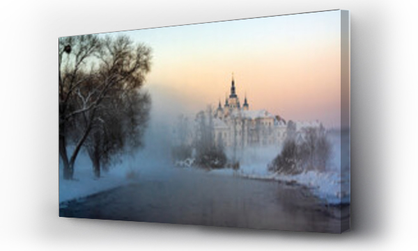 Wizualizacja Obrazu : #411256425 Mro?ny zimowy poranek w miasteczku Supra?l, Podlasie, Polska