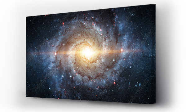 Wizualizacja Obrazu : #414358390 A view from space to a spiral galaxy and stars. Universe filled with stars, nebula and galaxy,. Elements of this image furnished by NASA.