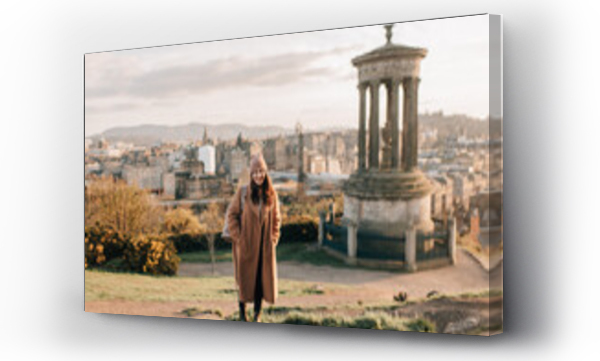 Wizualizacja Obrazu : #420909826 Portrait of woman near historic monument, Calton Hill, Edinburgh, Scotland