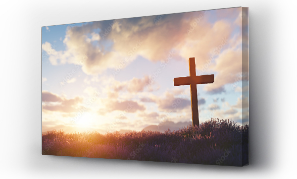 Krzyż na zachodzie słońca religia i wiara