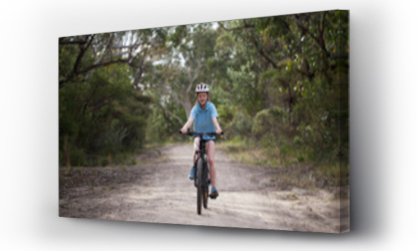 Wizualizacja Obrazu : #423853046 School girl riding a mountain bike on a bush trail
