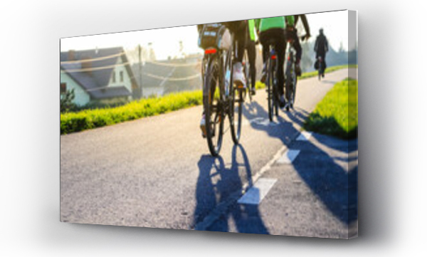 Wizualizacja Obrazu : #427616096 M?odzi ludzie jad? na rowerze w s?oneczny dzie?