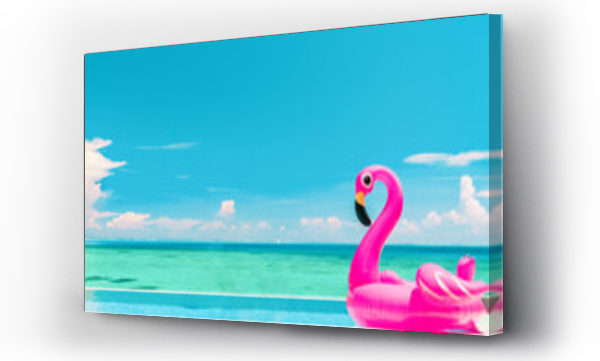 Wizualizacja Obrazu : #430061019 Travel Vacation Pool Beach travel concept with inflatable pink flamingo float toy mattress in luxury swimming pool. Luxury lifestyle summer holidays travel background