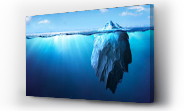 Góra lodowa - ryzyko podwodne - koncepcja globalnego ocieplenia - 3d Rendering