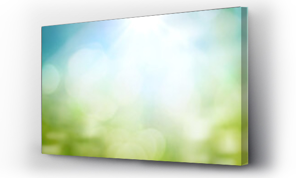 Wizualizacja Obrazu : #433724006 Światowy dzień środowiska koncepcja: zielona trawa i niebieskie niebo abstrakcyjne tło z bokeh