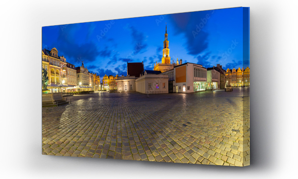 Wizualizacja Obrazu : #438166538 Poznan. Panorama of the old medieval market at night.