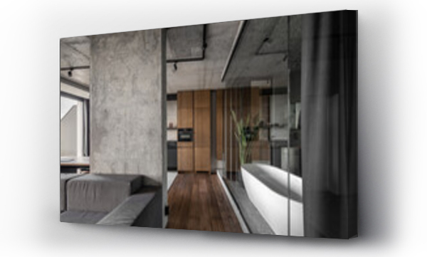 Wizualizacja Obrazu : #439388288 Interior in loft style with concrete elements