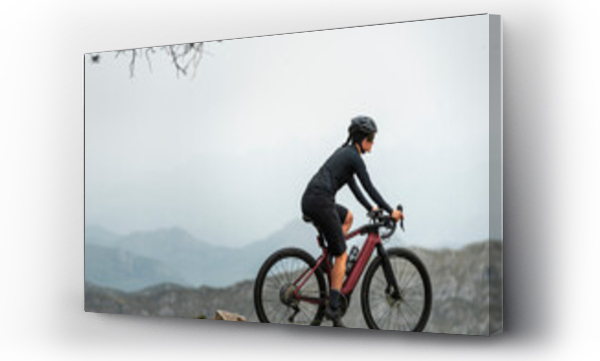 Wizualizacja Obrazu : #439732376 Sportive bicyclist working out on e bike in mountains 